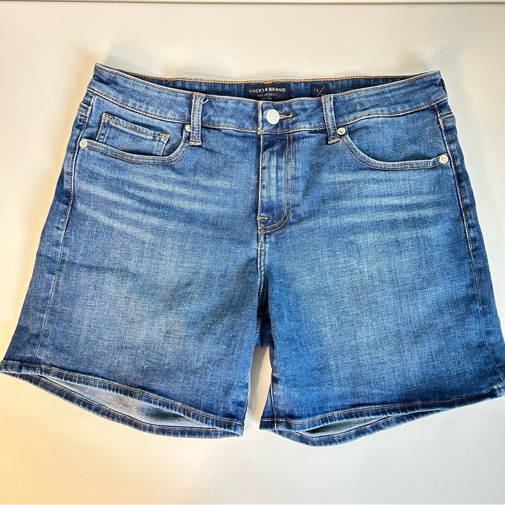 Lucky Brand Shorts Women's 12 Blue Denim Jeans Shorts The Roll Up